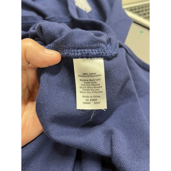 Talbots Navy Bell sleeve dress.  White‎ V neck trim Size M. Comfort fit. - Picture 4 of 8